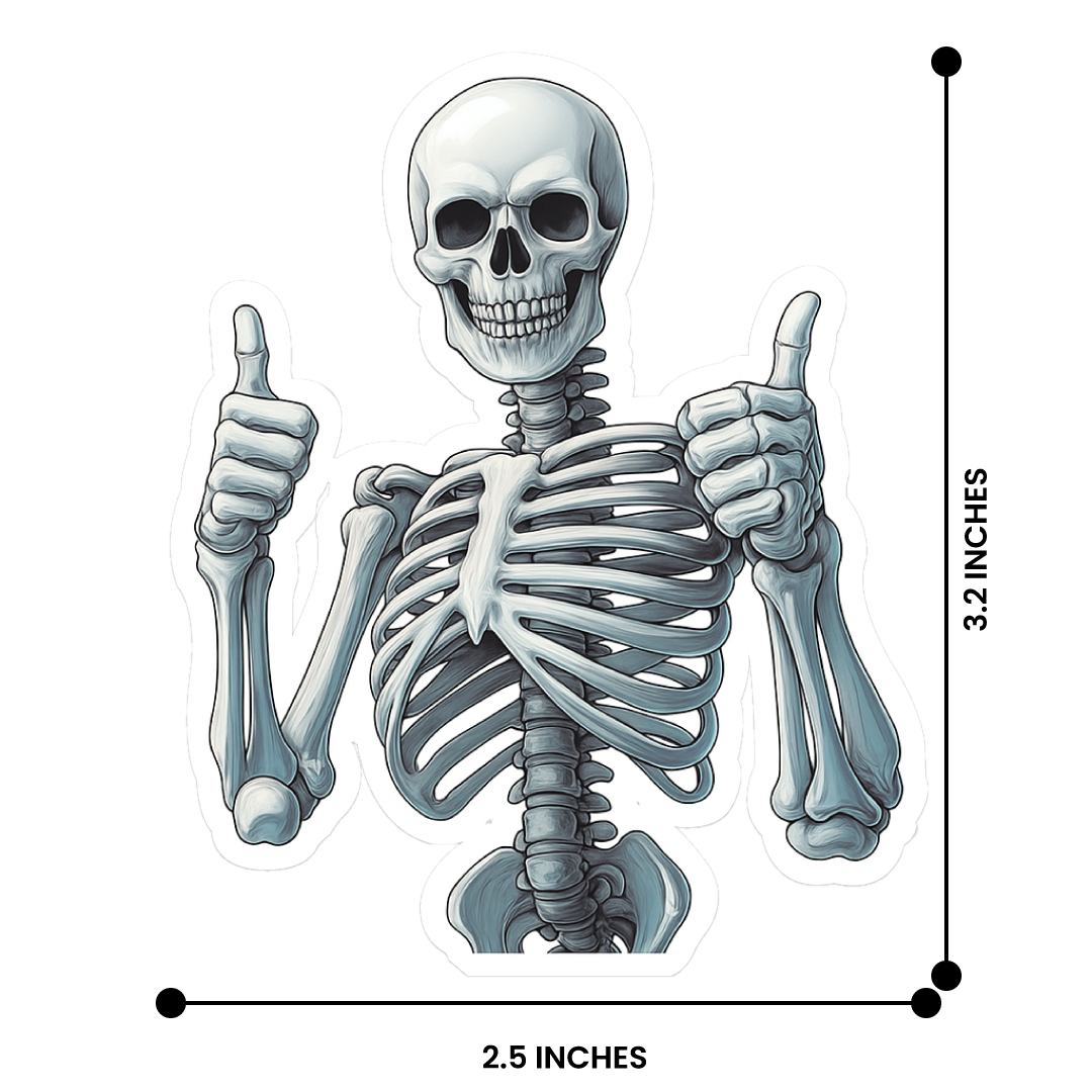 2 Pack Funny Skeleton Halloween Sticker 2x4 Inch – Hilarious Spooky Vinyl Decal