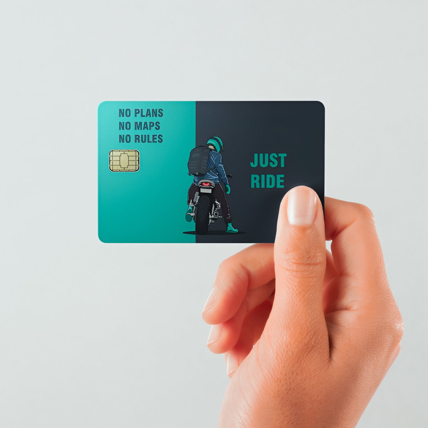 Just Ride Biker Custom Vinyl Credit Card Sticker by CC Wraps