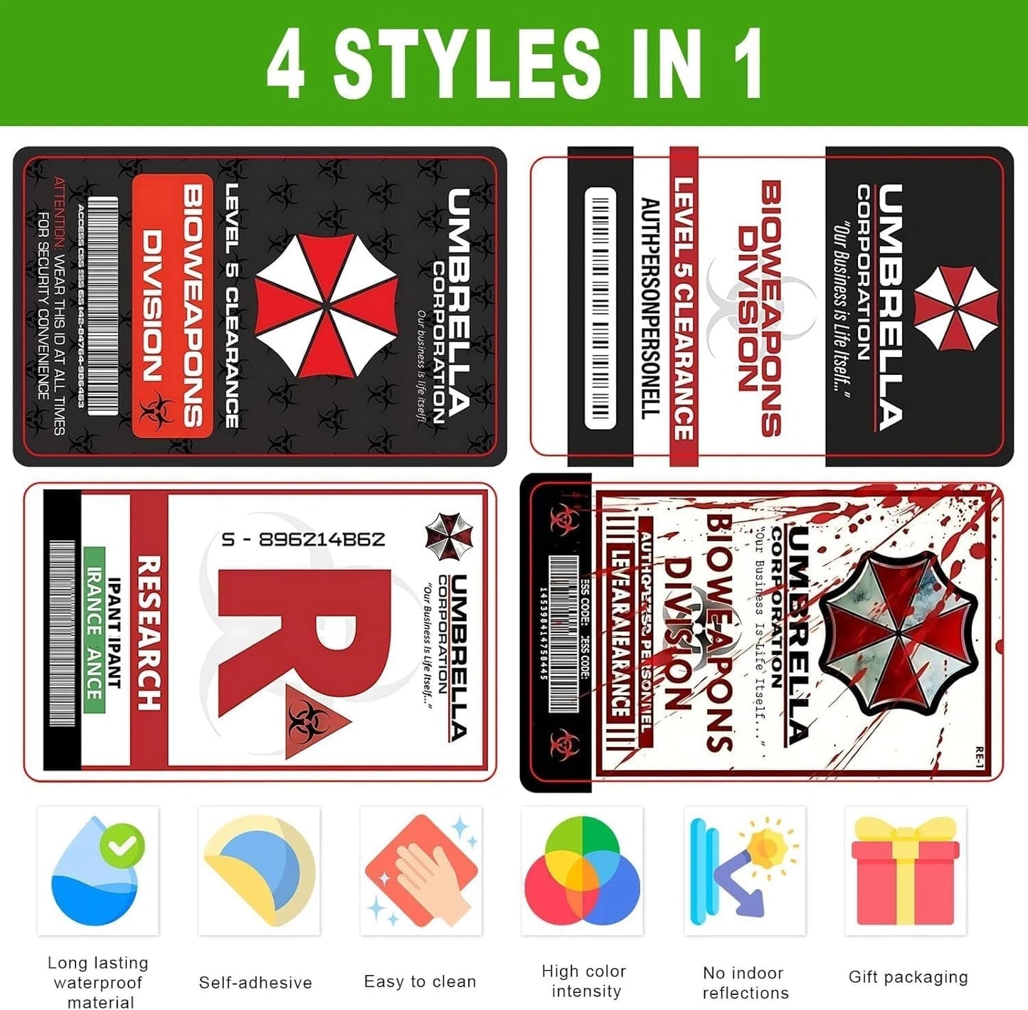 Umbrella Corporation 4-Pack Custom Vinyl Credit Card Sticker Set by CC Wraps