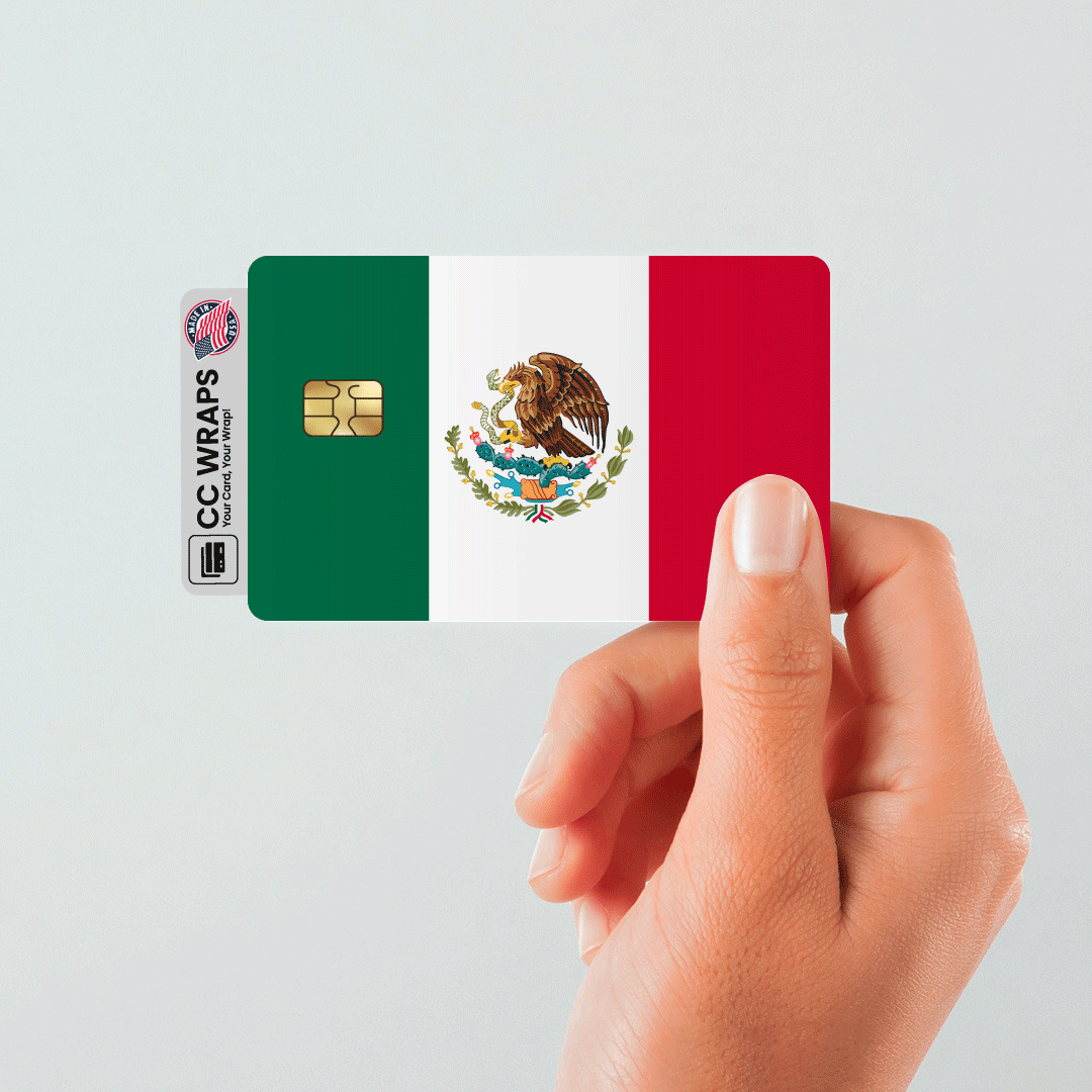 2 Pack Mexican Flag Credit Debit Card Sticker Durable Waterproof Vinyl Decal