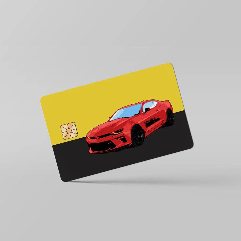 2 Pack Cool Red Chevy Camaro Credit Debit Card Sticker Vinyl Decal Skin