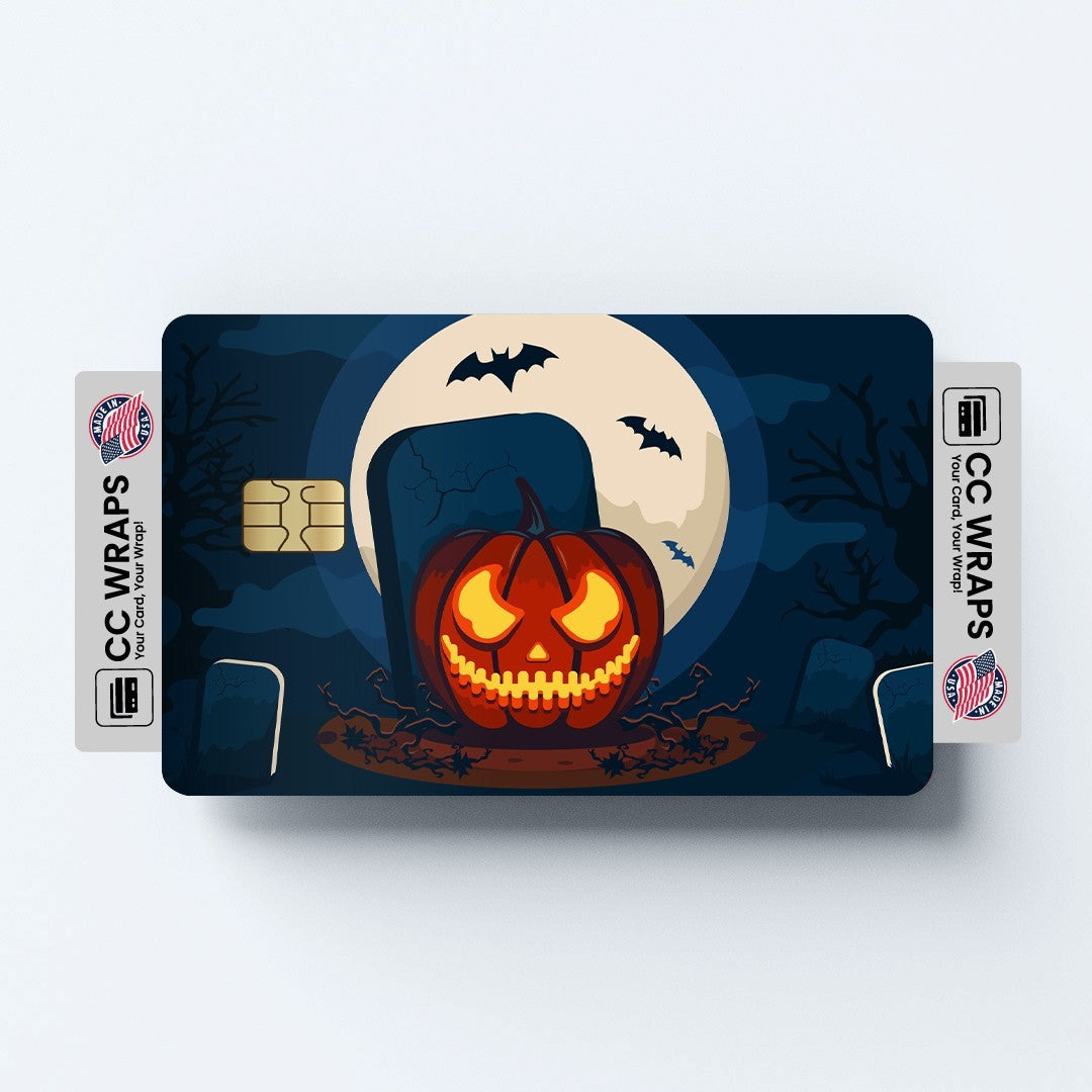 2 Pack Pumpkin Halloween Credit Debit Card Sticker Vinyl Decal Skin Spooky Fun
