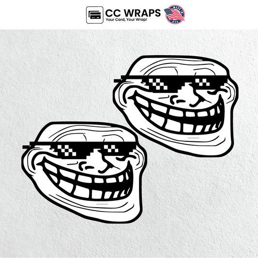 Pack of 2 Troll Face Stickers 3Inch Funny Meme Vinyl Decals for Laptops Cars