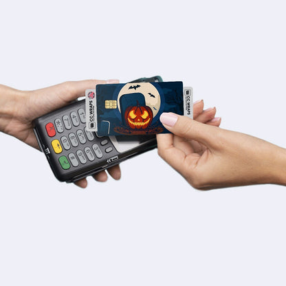 2 Pack Pumpkin Halloween Credit Debit Card Sticker Vinyl Decal Skin Spooky Fun