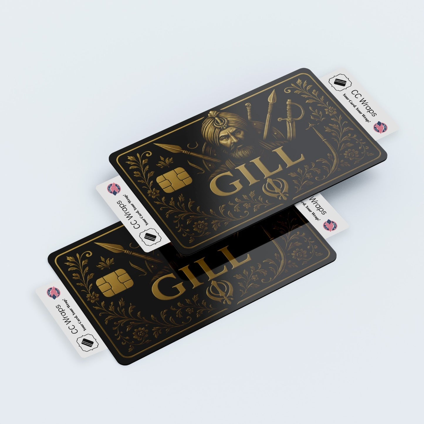 Gill Credit Card Sticker | Gold Design Card Skin | Matte Vinyl Debit Card Wrap