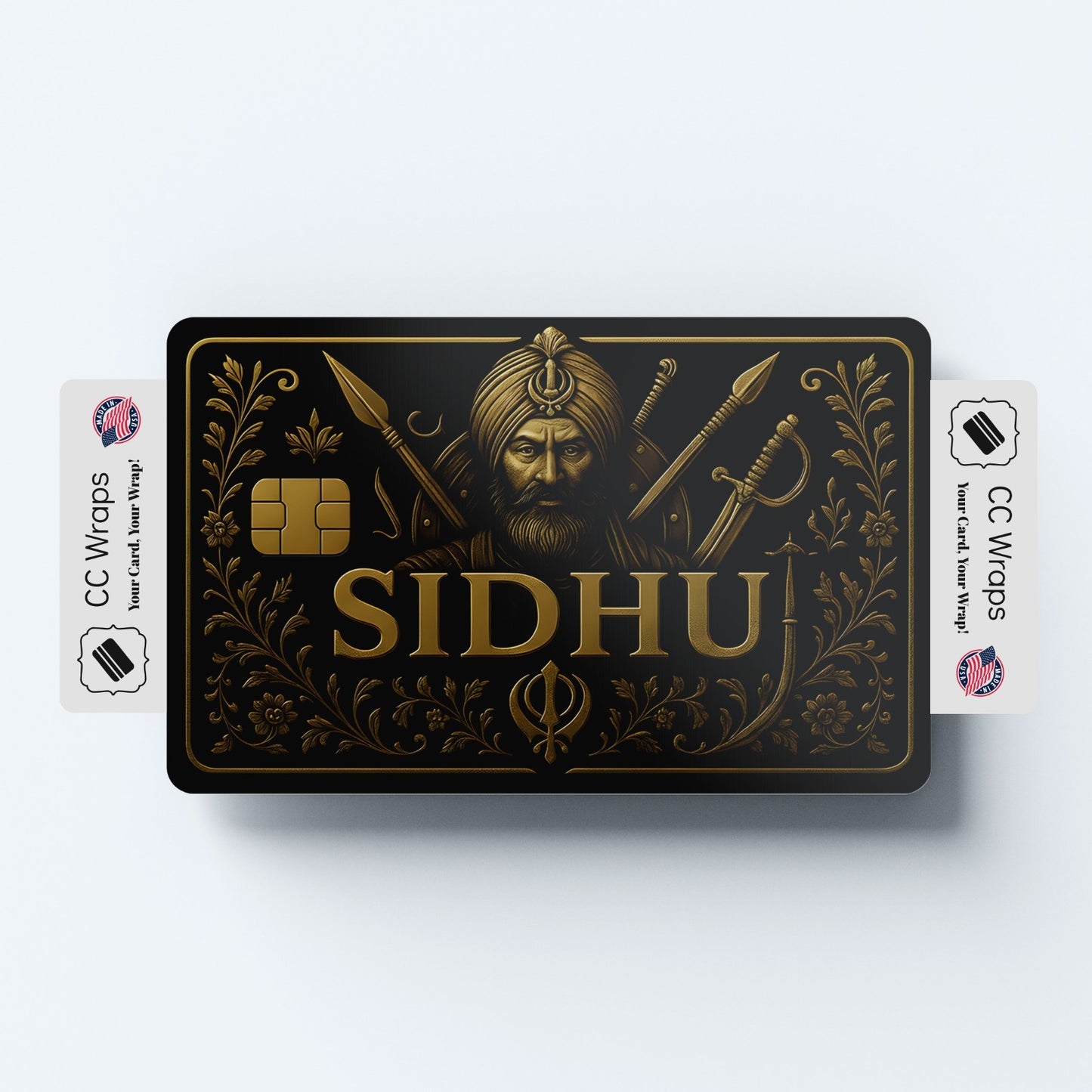 Sidhu Credit Card Sticker | Gold Design Card Skin | Matte Vinyl Debit Card Wrap