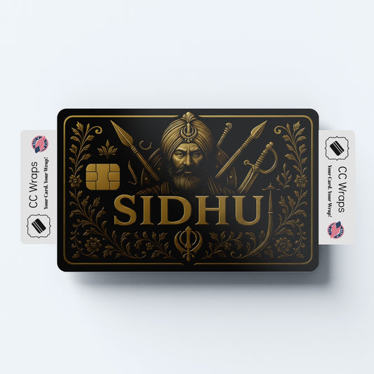 Sidhu Credit Card Sticker | Gold Design Card Skin | Matte Vinyl Debit Card Wrap