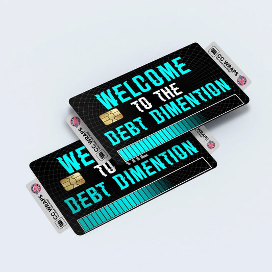 2 Pack Debt Dimension Credit Debit Card Sticker Vinyl Decal Skin Funny Meme