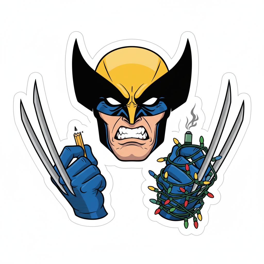 Pack of 2 Funny Frustrated Wolverine Stickers 4x4 Inch | Cool Comic Vinyl Decals