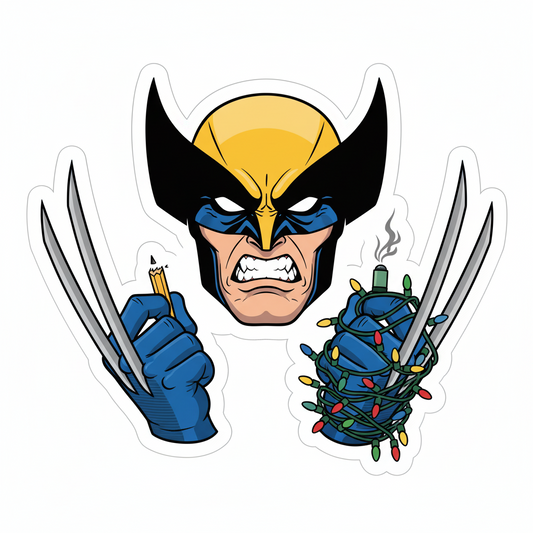Pack of 2 Funny Frustrated Wolverine Stickers 4x4 Inch | Cool Comic Vinyl Decals