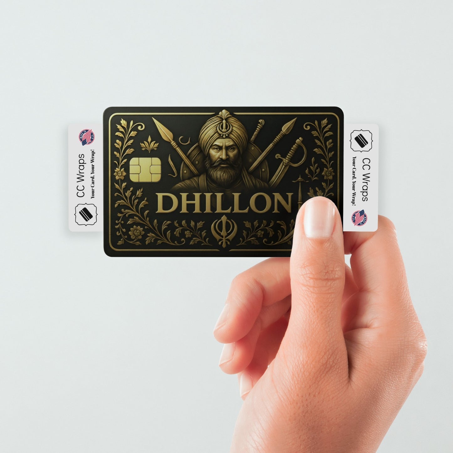Dhillon Credit Card Sticker | Gold Design CC Skin | Matte Vinyl Debit Card Wrap