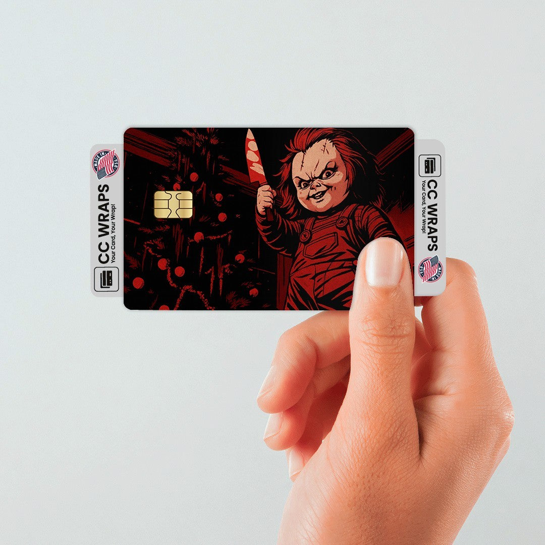 2 Pack Chucky Halloween Credit Debit Card Sticker Vinyl Decal Skin Horror Scary