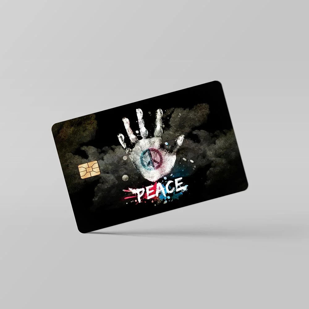 2 Pack Peace Embossed Skeleton Hand Credit Debit Card Sticker Vinyl Decal Skin
