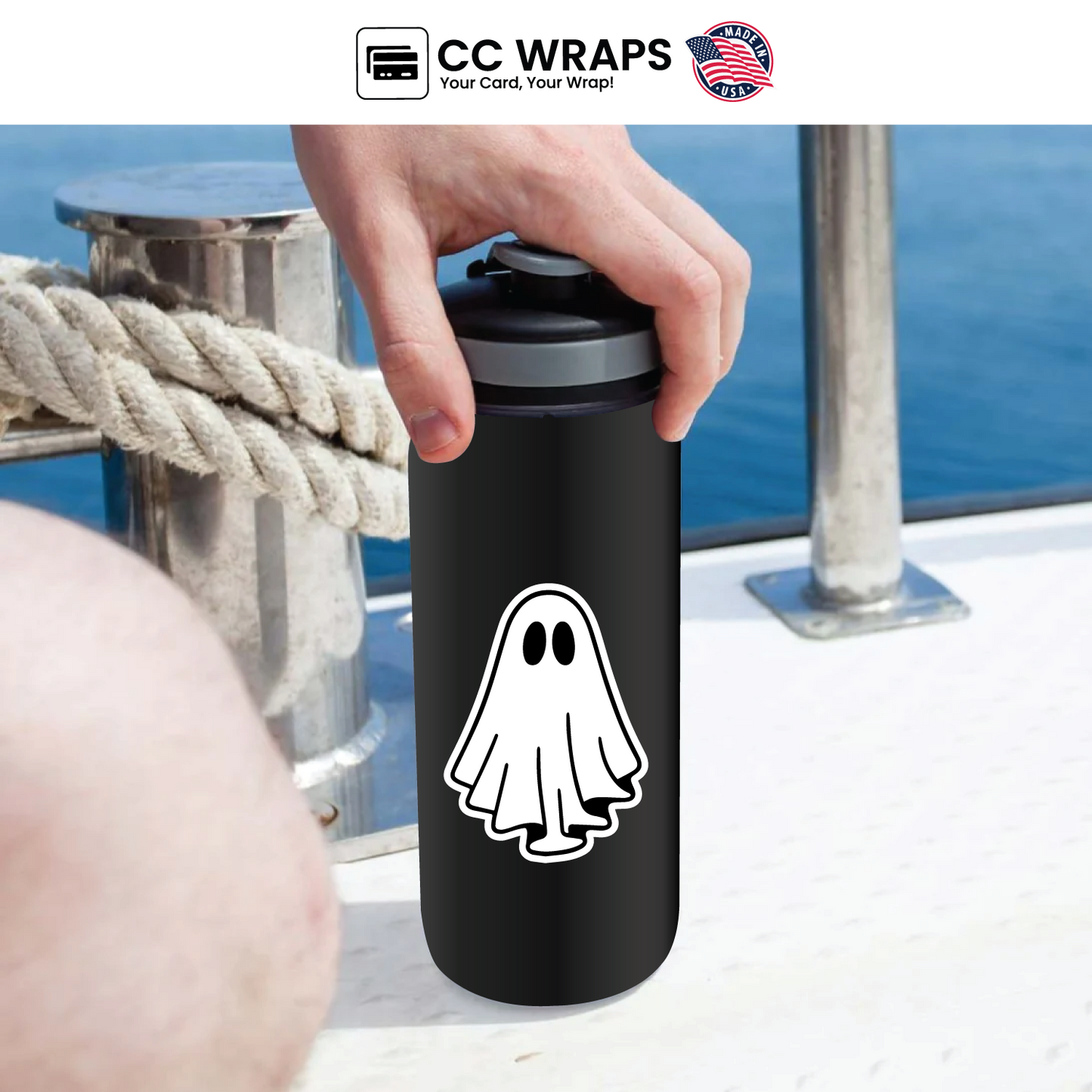 Cute Ghost Sticker 2 Pack 3.15 Inch – Adorable Halloween Ghost Vinyl Decal