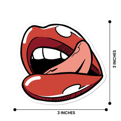 Pack of 2 Naughty Red Lips Stickers 4x4 Inch | Sexy Cool Vinyl Decal