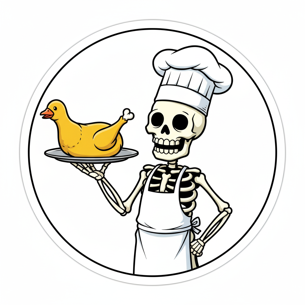 Funny Skeleton Chef Sticker 4x4 Inch | Halloween Vinyl Decal | Spooky & Cool