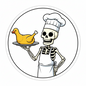Funny Skeleton Chef Sticker 4x4 Inch | Halloween Vinyl Decal | Spooky & Cool