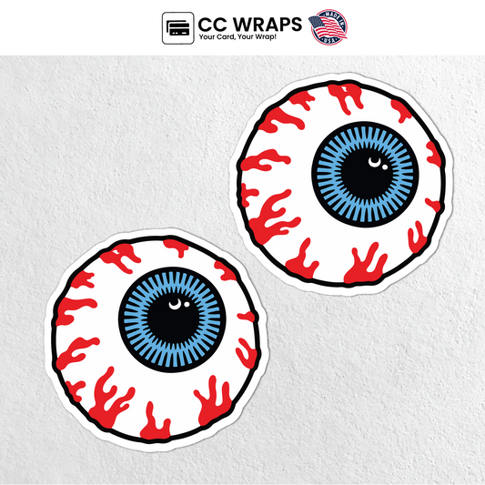 Pack of 2 Eyeball Stickers 3x3 Inch – Creepy Funny Halloween Horror Vinyl Decals