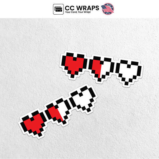 Pack of 2 Three Hearts Lives Stickers 3 Inch Cute Gamer Life Vinyl Decals Skin