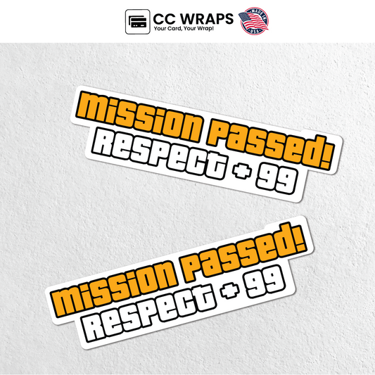 Pack of 2 Mission Passed Stickers 4x4 Inch – Funny GTA Meme Vinyl Decals