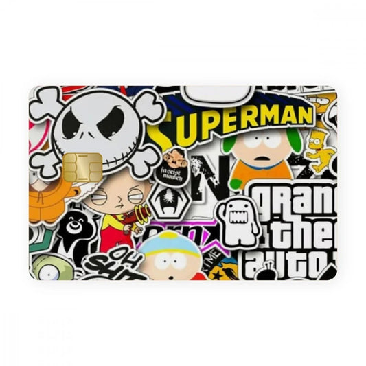 2 Pack GTA Funky Abstract Art Credit Debit Card Sticker Vinyl Decal Skin Color