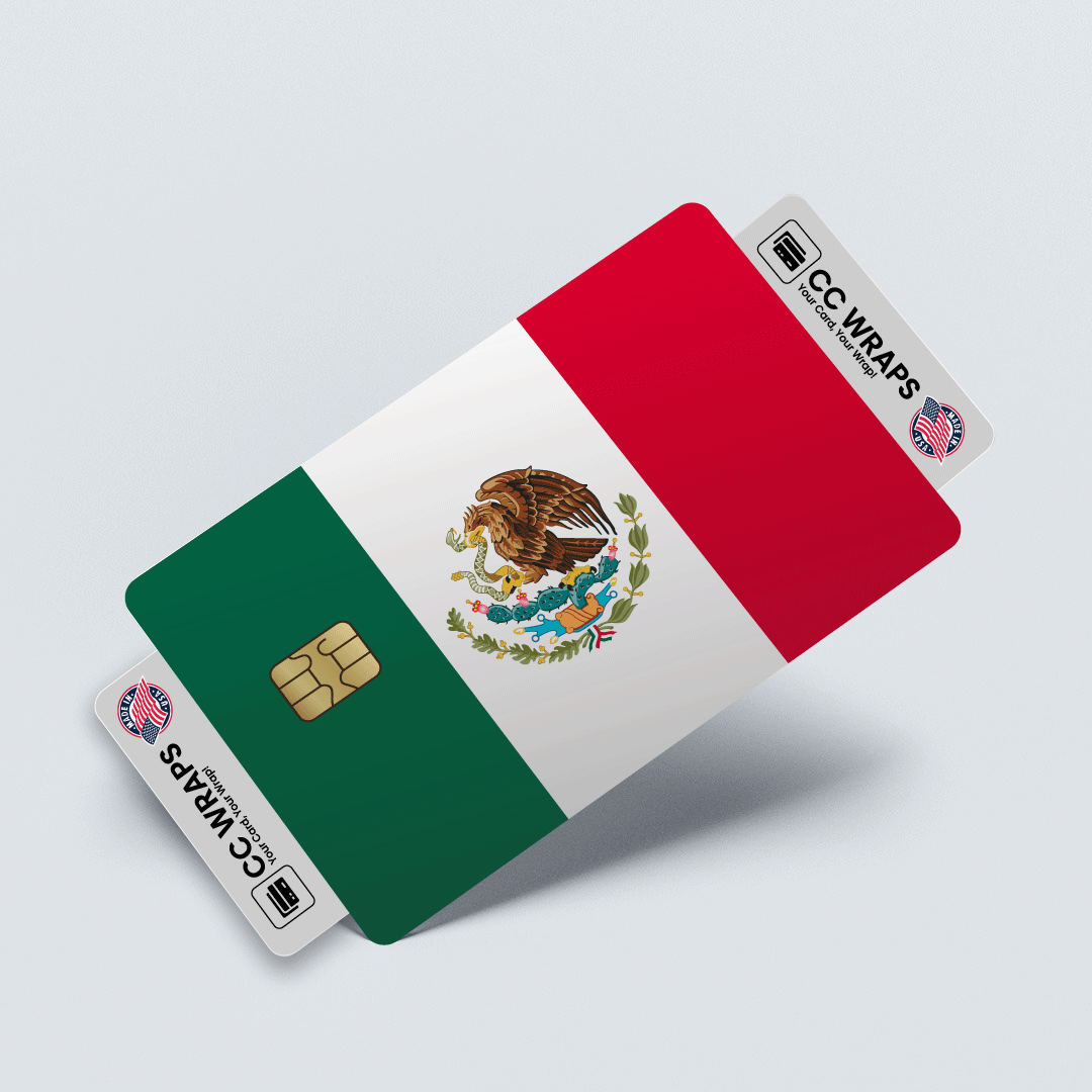 2 Pack Mexican Flag Credit Debit Card Sticker Durable Waterproof Vinyl Decal