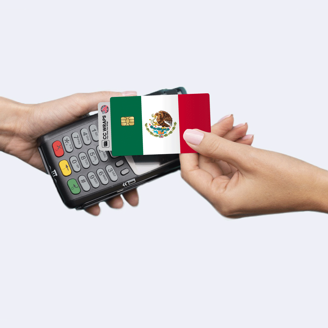 2 Pack Mexican Flag Credit Debit Card Sticker Durable Waterproof Vinyl Decal