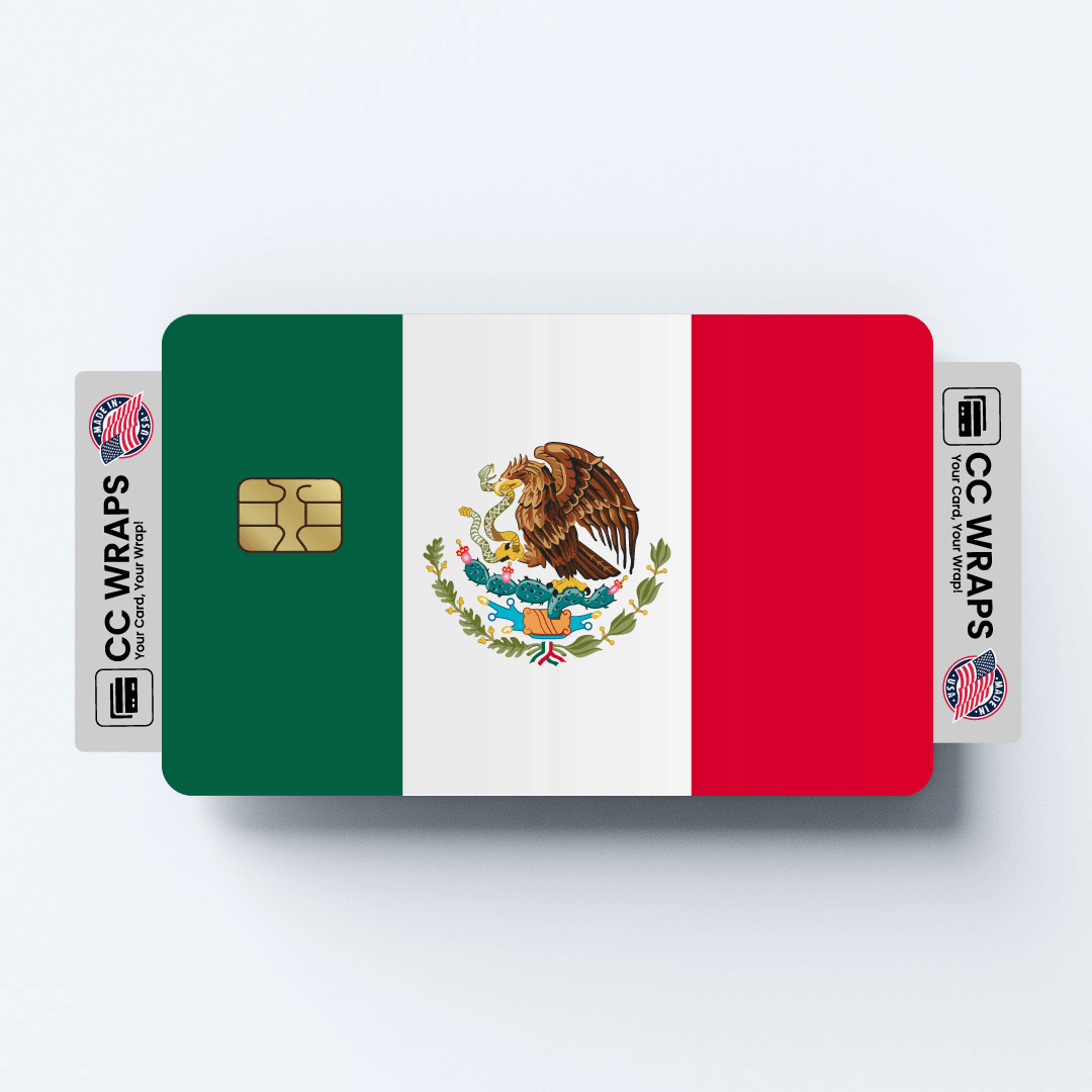 2 Pack Mexican Flag Credit Debit Card Sticker Durable Waterproof Vinyl Decal