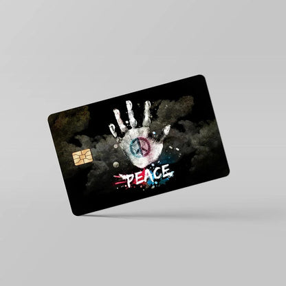 2 Pack Peace Embossed Skeleton Hand Credit Debit Card Sticker Vinyl Decal Skin