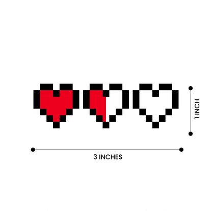Pack of 2 Three Hearts Lives Stickers 3 Inch Cute Gamer Life Vinyl Decals Skin