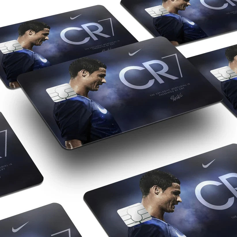 2 Pack Sports Football CR7 Blue Credit Debit Card Sticker Vinyl Decal Skin Soccer