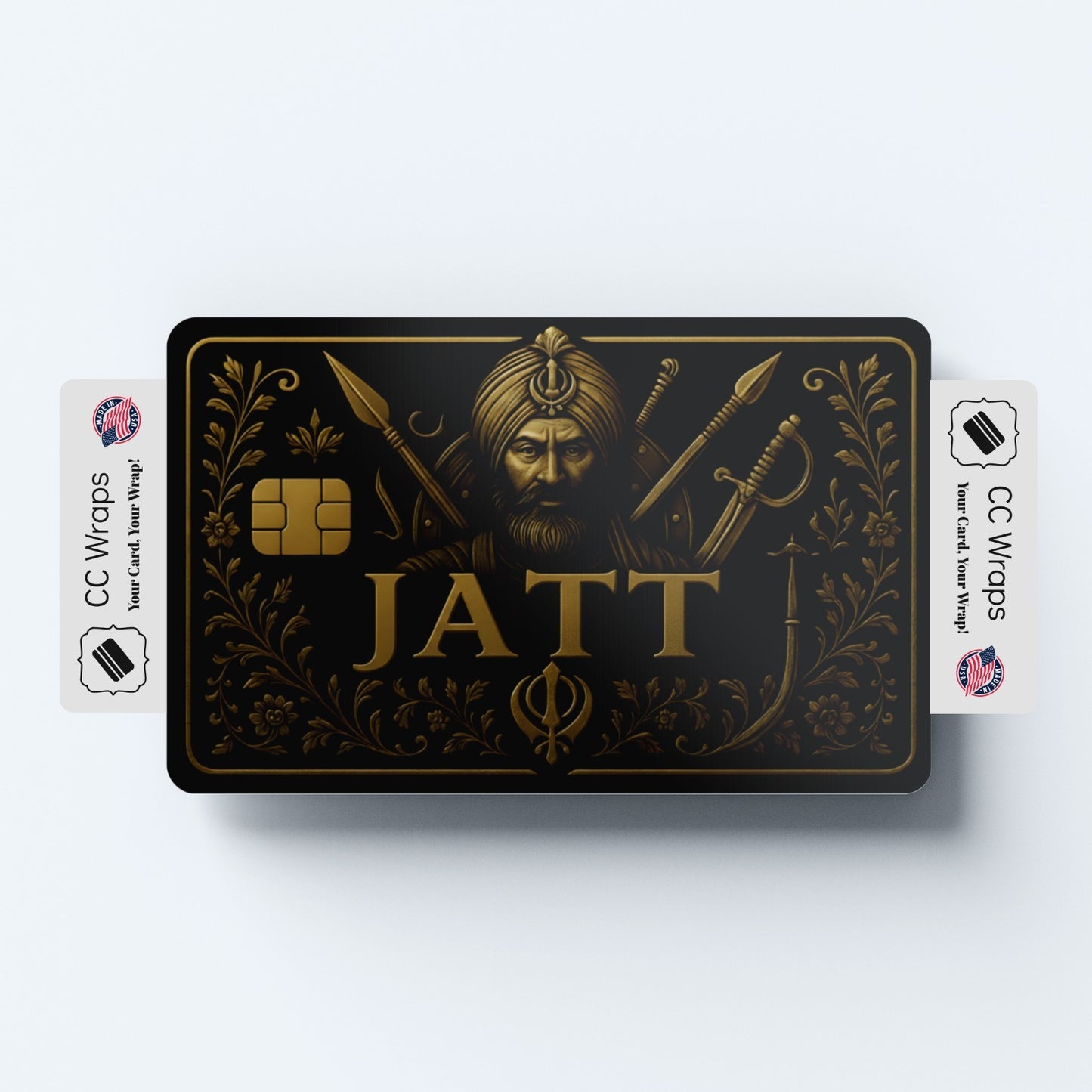 Jatt Credit Card Sticker | Gold Design Card Skin | Matte Vinyl Debit Card Wrap