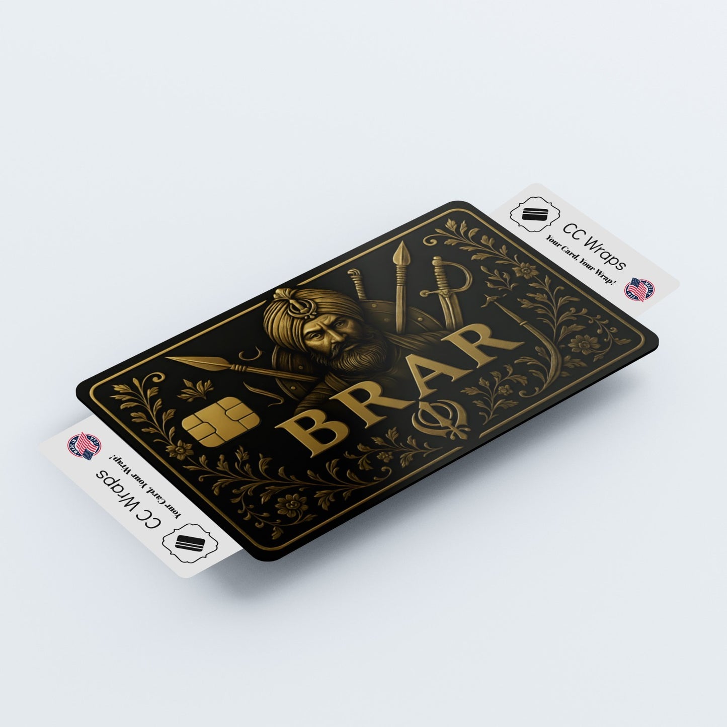 Brar Credit Card Sticker | Gold Design Card Skin | Matte Vinyl Debit Card Wrap