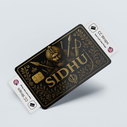 Sidhu Credit Card Sticker | Gold Design Card Skin | Matte Vinyl Debit Card Wrap