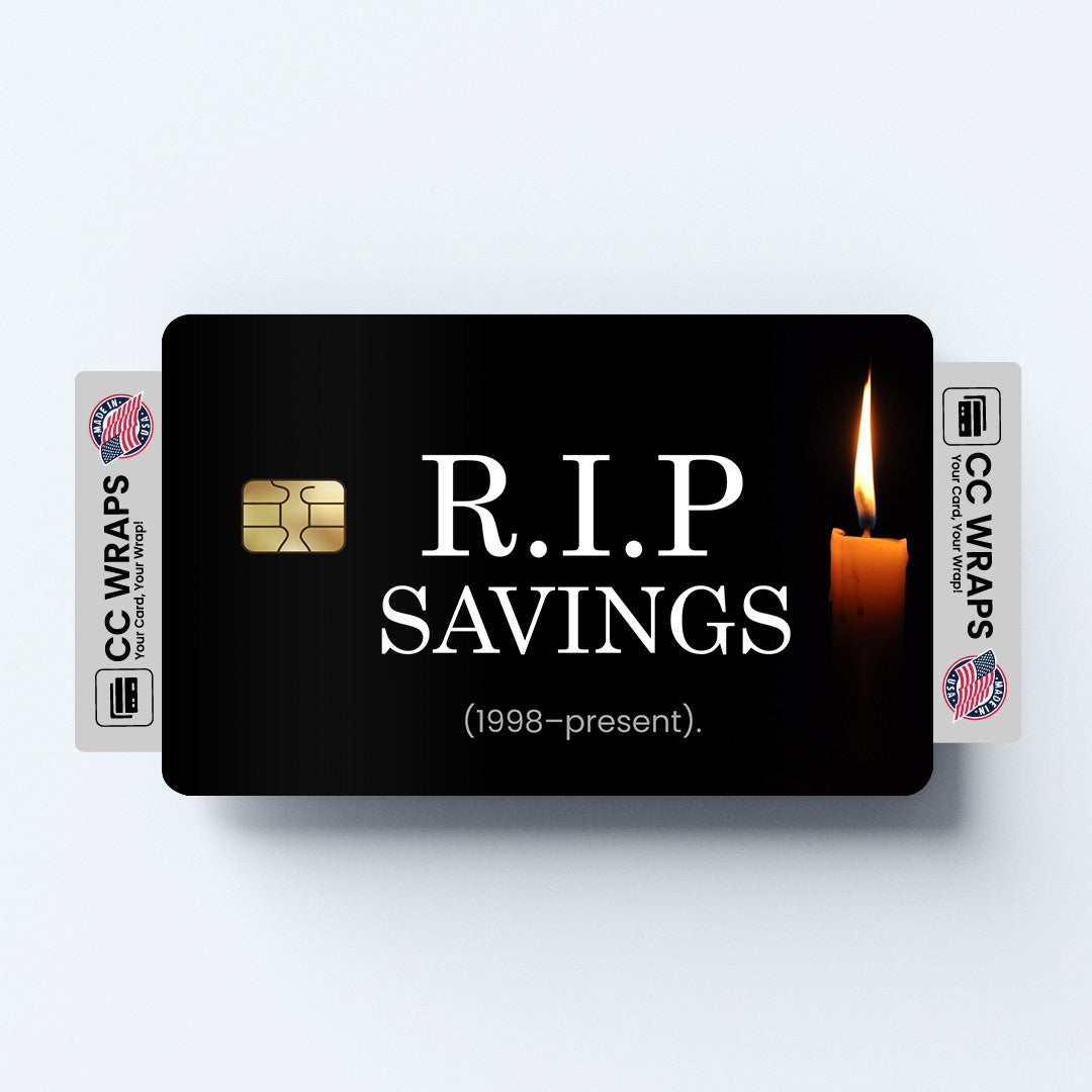 2 Pack RIP Savings Funny Credit Debit Card Sticker Vinyl Decal Skin Money Humor
