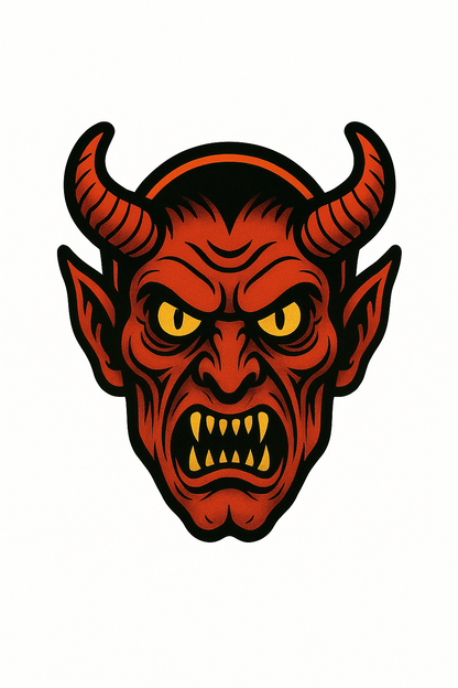 Pack of 2 Scary Red Demon Stickers 5x5 Inch | Spooky Halloween Vinyl Decal