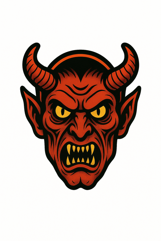 Pack of 2 Scary Red Demon Stickers 5x5 Inch | Spooky Halloween Vinyl Decal