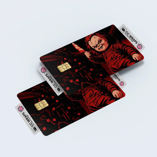 2 Pack Chucky Halloween Credit Debit Card Sticker Vinyl Decal Skin Horror Scary