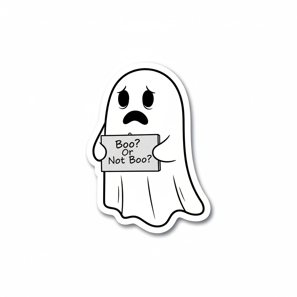 Pack of 2 Sad Cute Funny Ghost Stickers 3.15x3.15 Boo or No Boo Halloween Decal