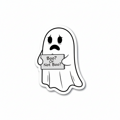 Pack of 2 Sad Cute Funny Ghost Stickers 3.15x3.15 Boo or No Boo Halloween Decal