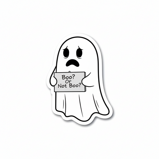 Pack of 2 Sad Cute Funny Ghost Stickers 3.15x3.15 Boo or No Boo Halloween Decal