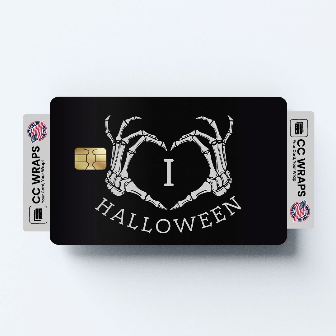 2 Pack I Love Halloween Credit Debit Card Sticker Vinyl Decal Spooky Fun