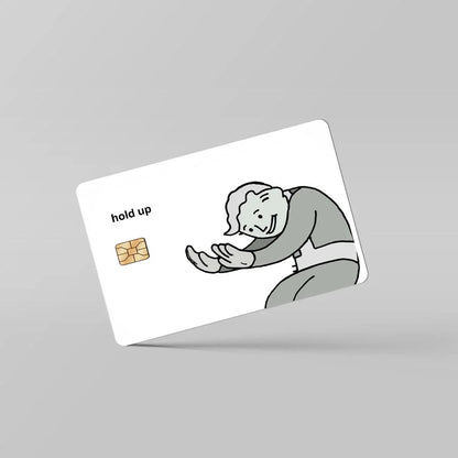 2 Pack Hold Up Funny Boy Bowing Credit Debit Card Sticker Vinyl Decal Skin