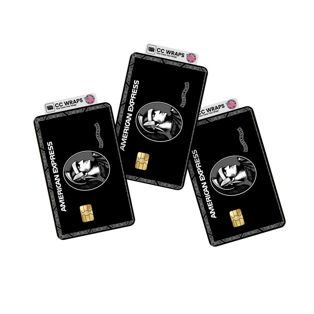 2 Pack Black American Express Credit Debit Card Sticker Vinyl Skin Durable Decal