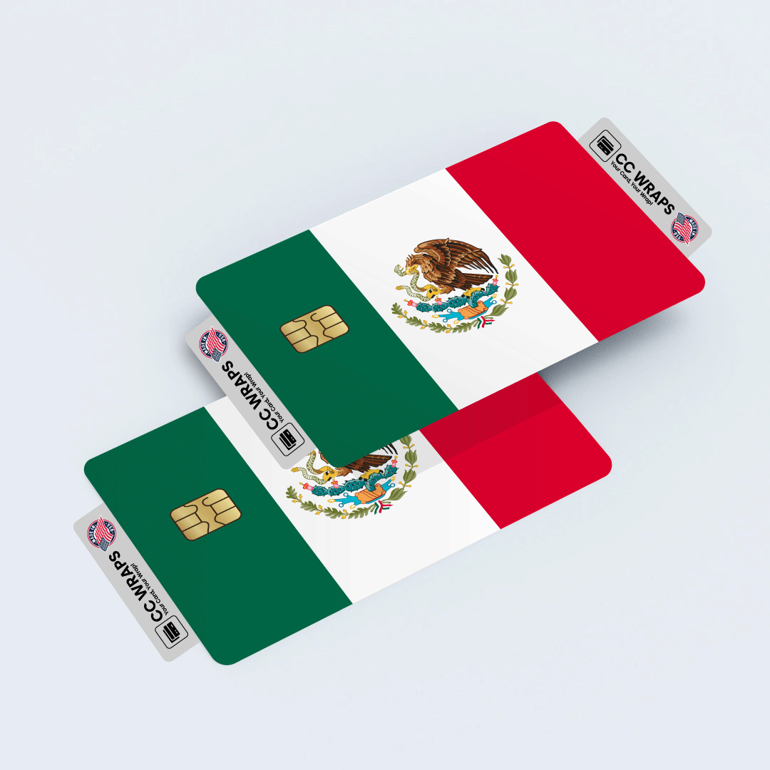2 Pack Mexican Flag Credit Debit Card Sticker Durable Waterproof Vinyl Decal