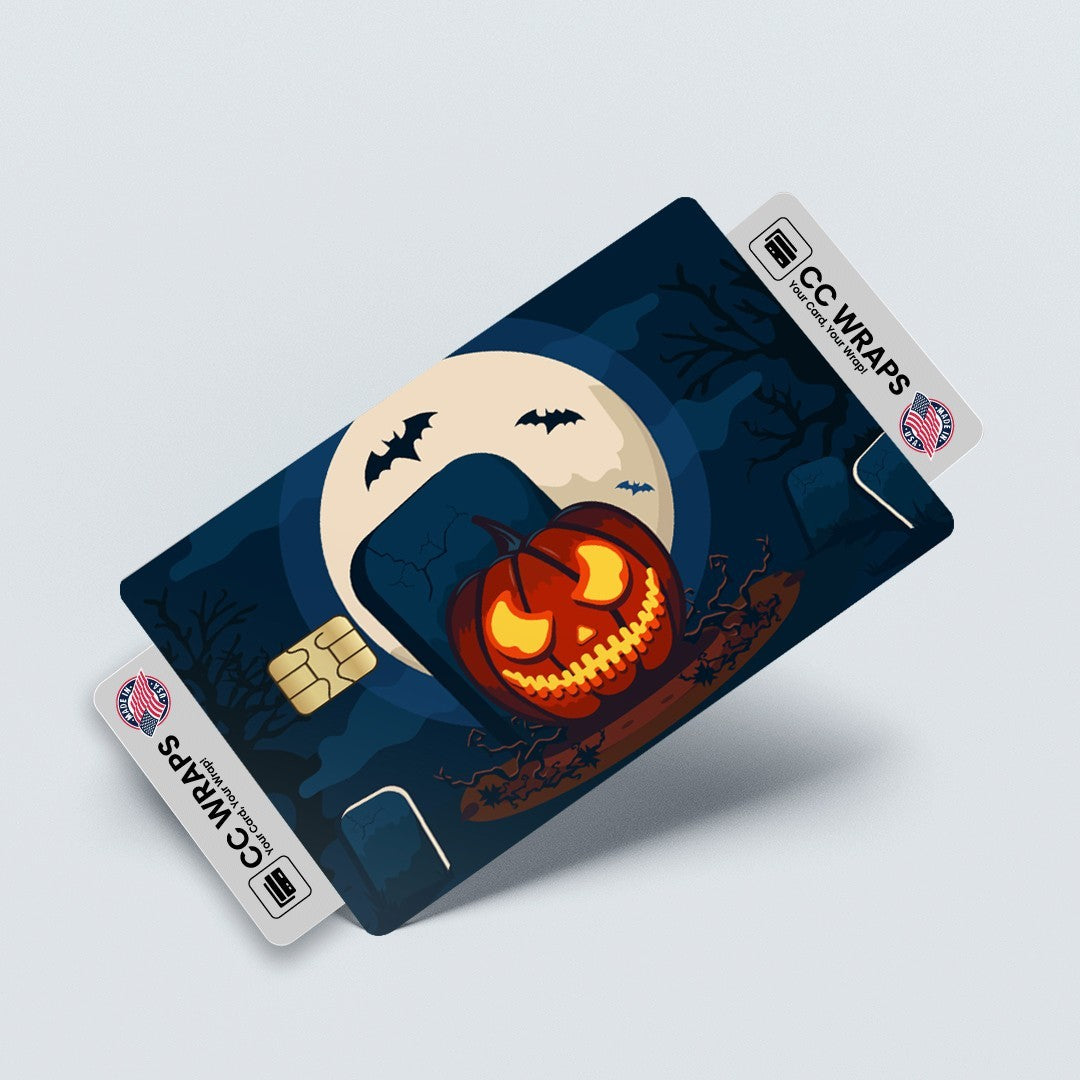 2 Pack Pumpkin Halloween Credit Debit Card Sticker Vinyl Decal Skin Spooky Fun