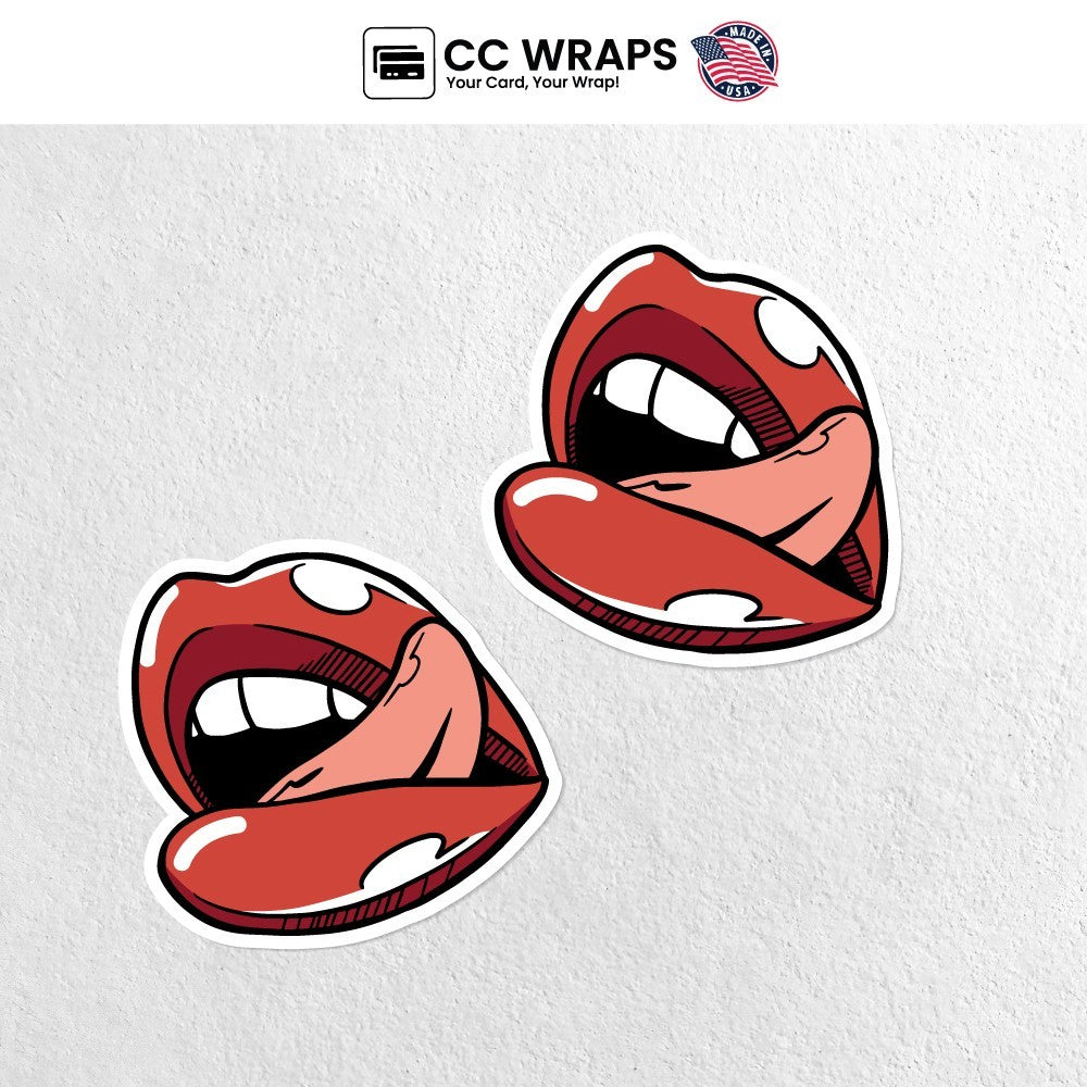 Pack of 2 Naughty Red Lips Stickers 4x4 Inch | Sexy Cool Vinyl Decal