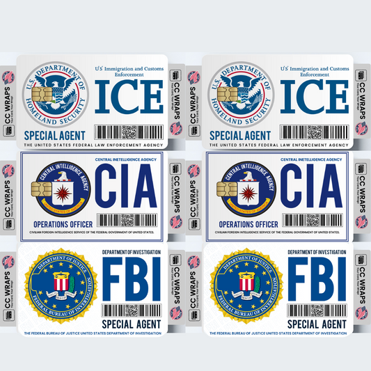6 Pack FBI ICE CIA Credit Debit Card Sticker Durable Waterproof Vinyl Decal Set