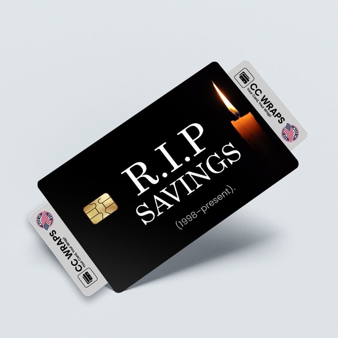 2 Pack RIP Savings Funny Credit Debit Card Sticker Vinyl Decal Skin Money Humor