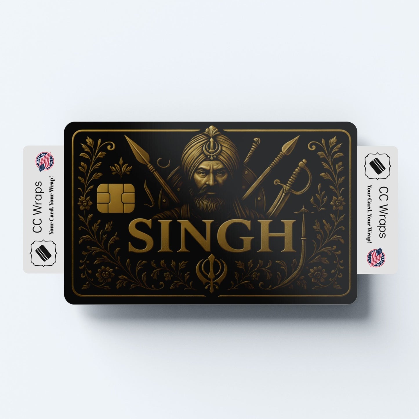 Singh Credit Card Sticker | Gold Design Card Skin | Matte Vinyl Debit Card Wrap